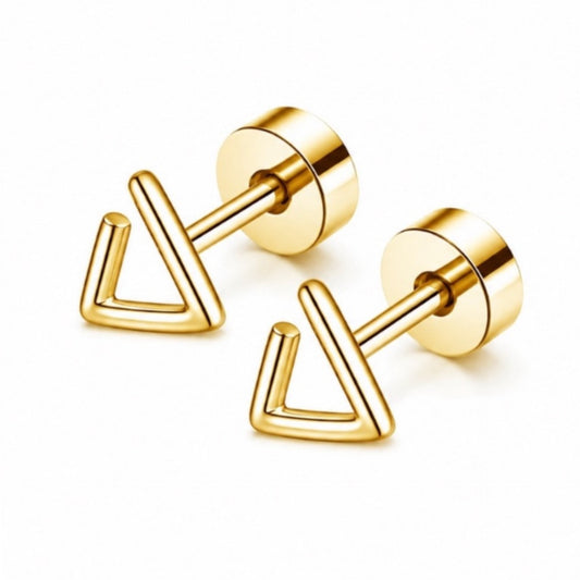 Tiny Gold Open Triangle Flat Back Stud Earrings