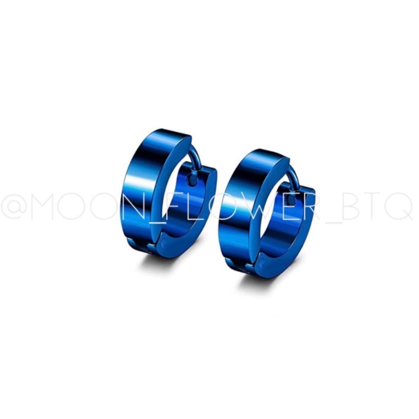 Blue Huggie Hoop Earrings