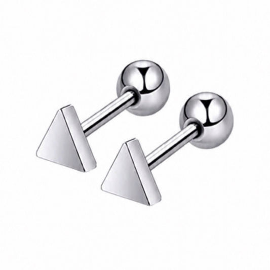 Stainless Steel Triangle Barbell Earrings - 18G