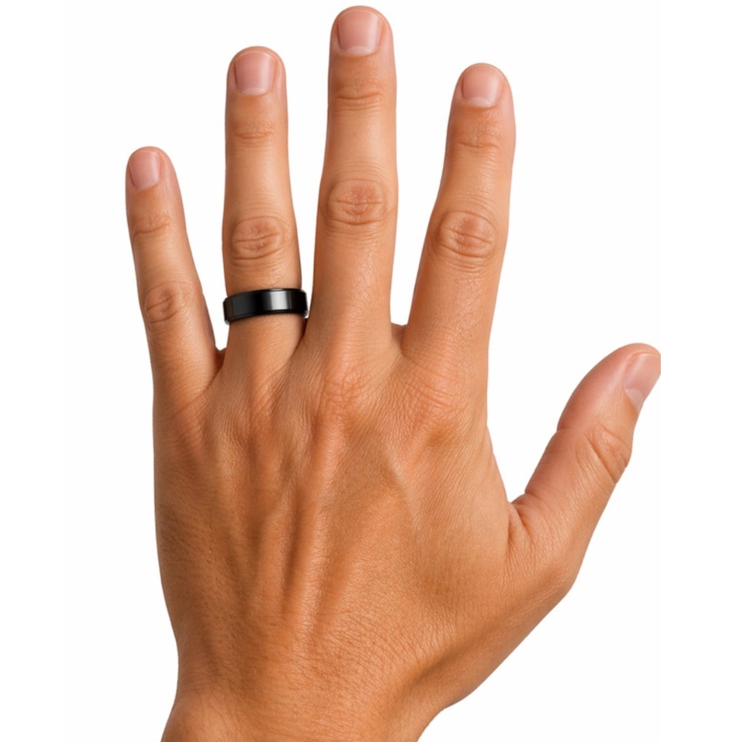 Black Stainless Steel Spinner Ring – Minimalist Rotating Fidget Band