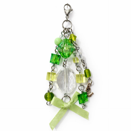 Green Beaded Charm - Keychain Bag Charm Zipper Pull