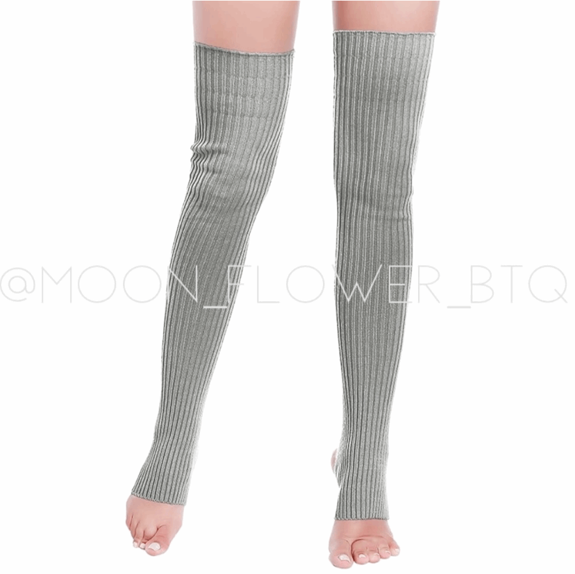 Gray Leg Warmers Toeless Yoga Dance Socks