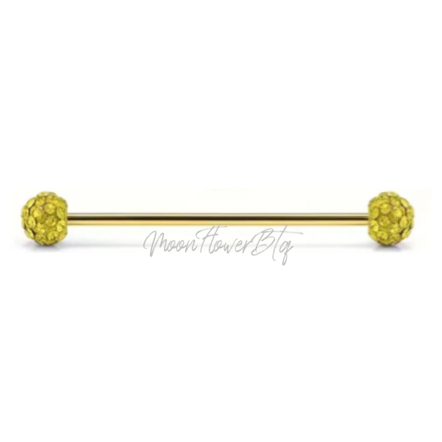 Gold CZ Covered Industrial Barbell Earring