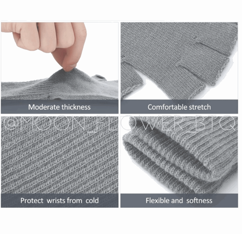 Gray Stretchy Fingerless Gloves