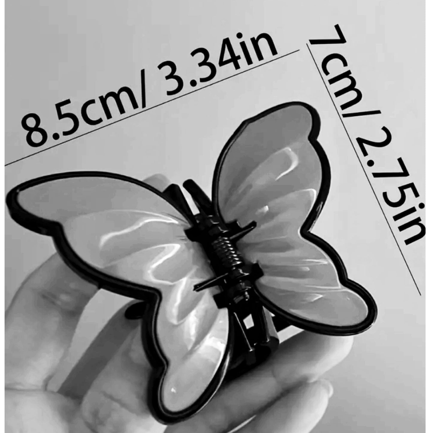 White Black Butterfly Hair Claw Clip