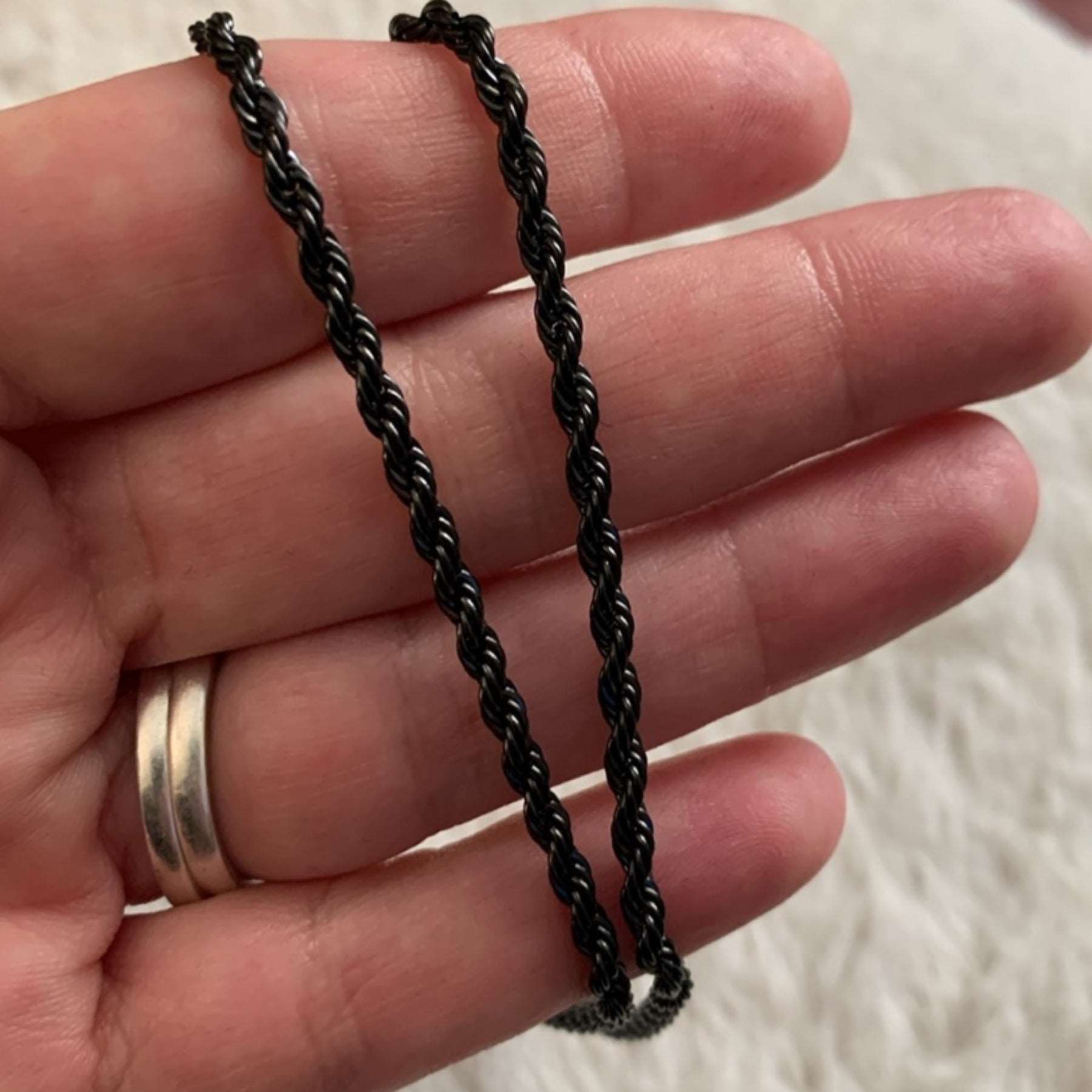 Black Stainless Steel Rope Chain Style Necklace