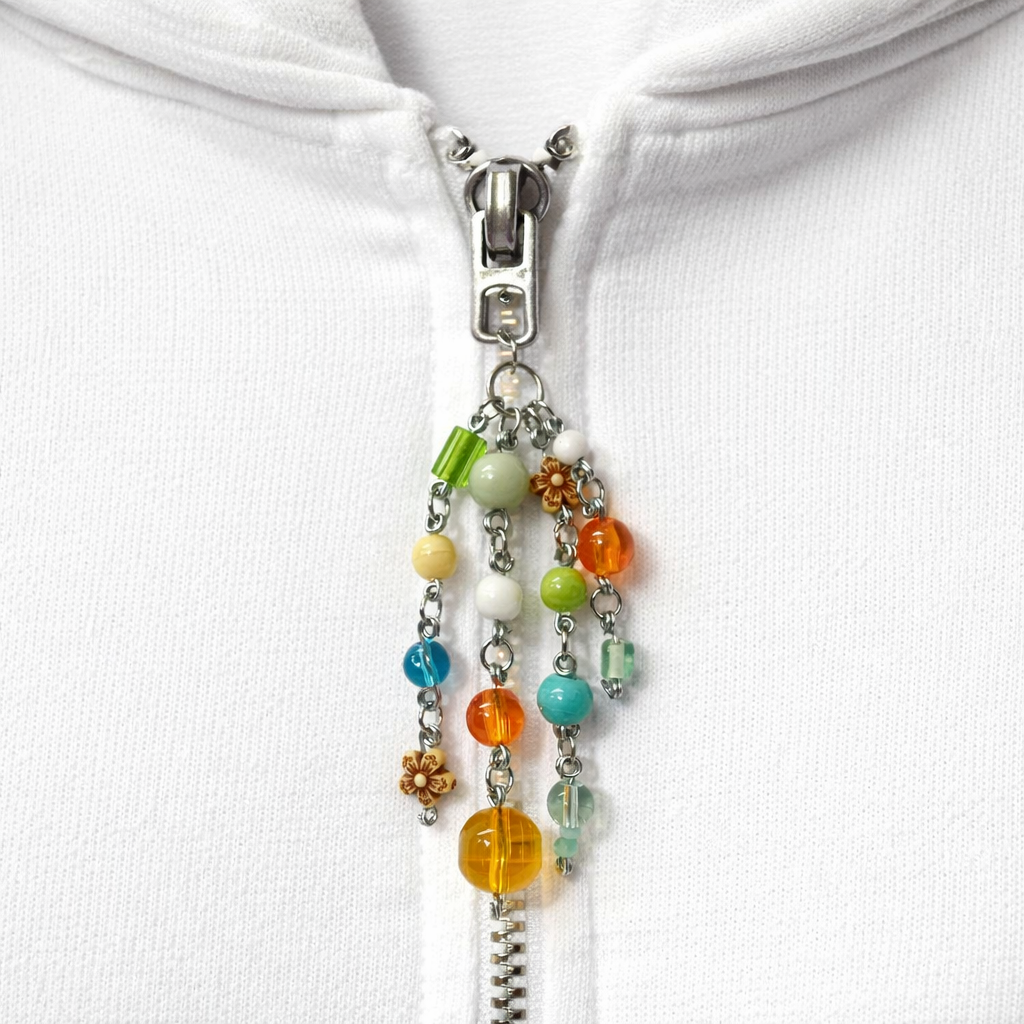 Colorful Floral Beaded Charm - Bag Charm Keychain Zipper Pull