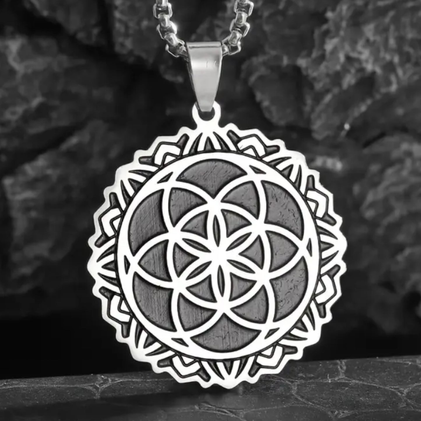 Silver Seed of Life Mandala Pendant Necklace