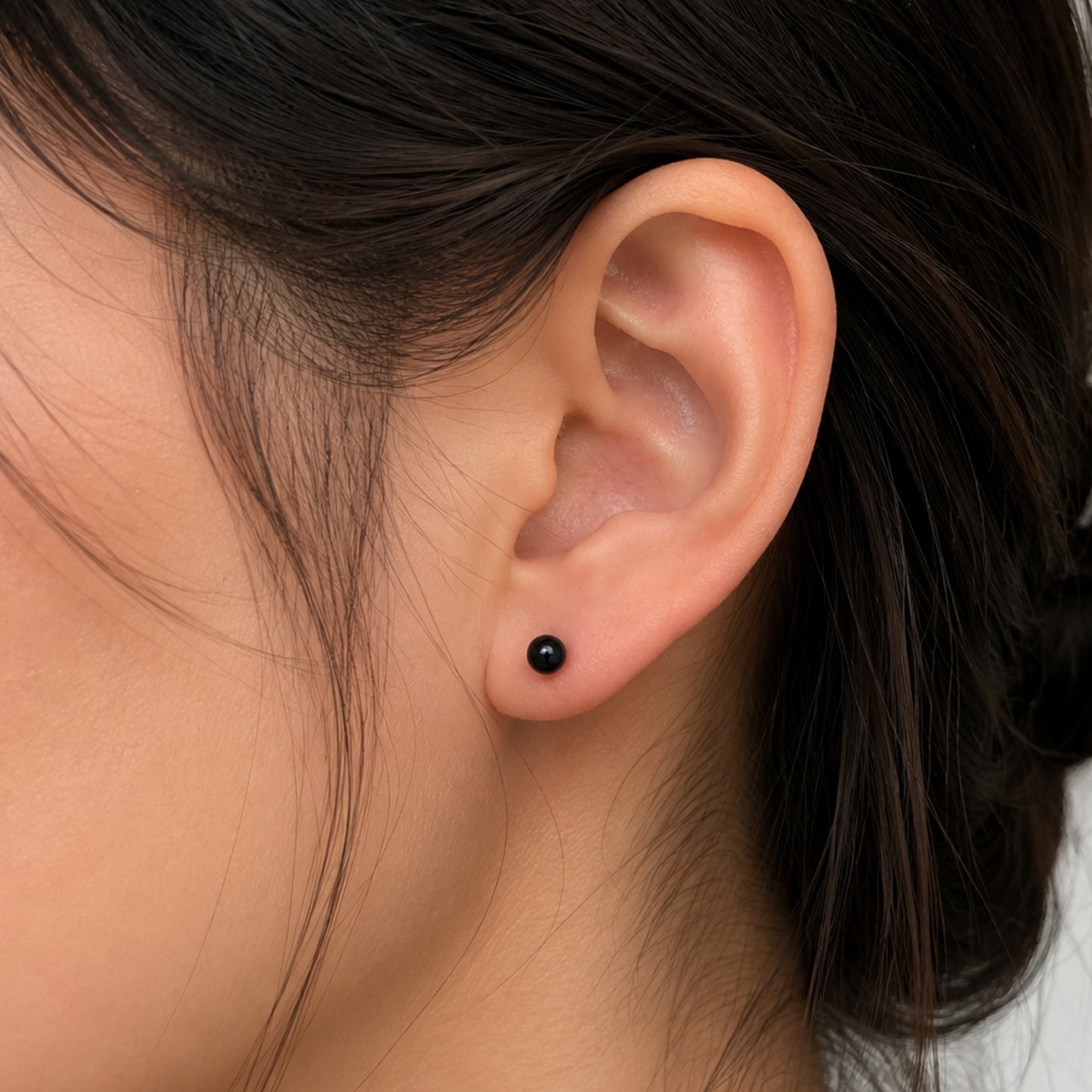 Black Stainless Steel Barbell Stud Earrings – 18G 3mm