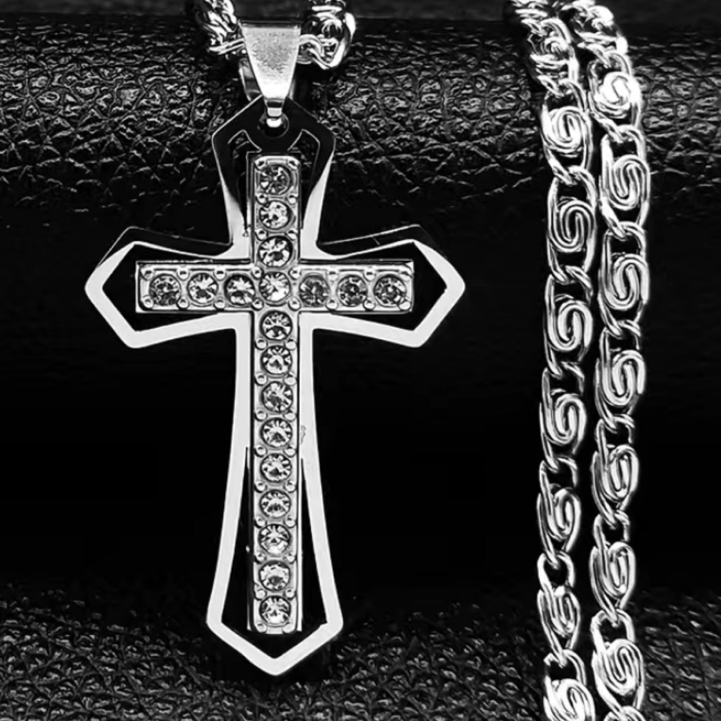 Silver CZ Cross Necklace