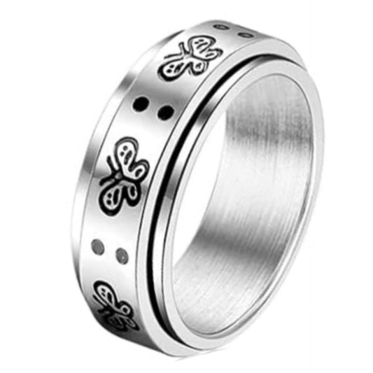 Butterfly Spinner Ring – Stainless Steel Rotating Fidget Band