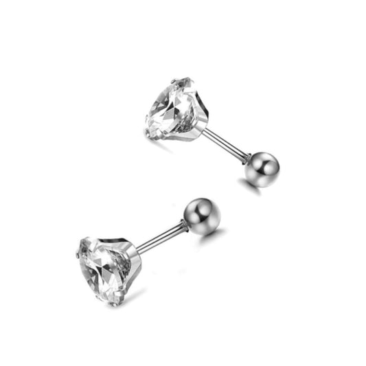 Silver CZ Barbell Earrings