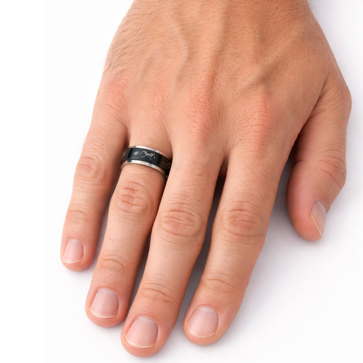 Black Pinky Promise Spinner Ring – Stainless Steel Fidget Band