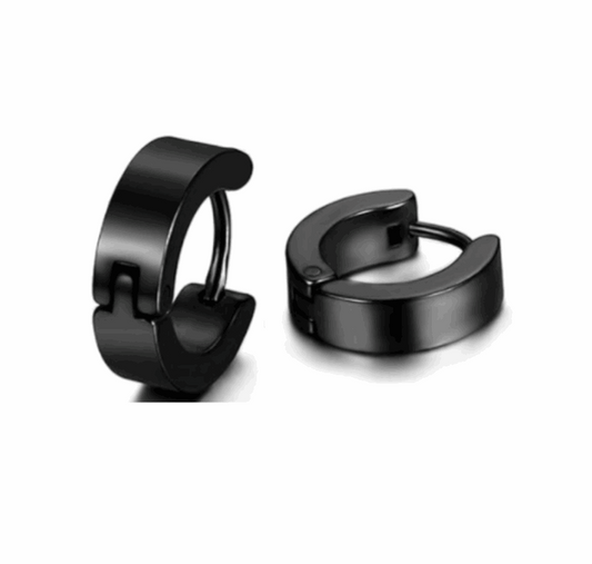 Black Huggie Hoop Earrings