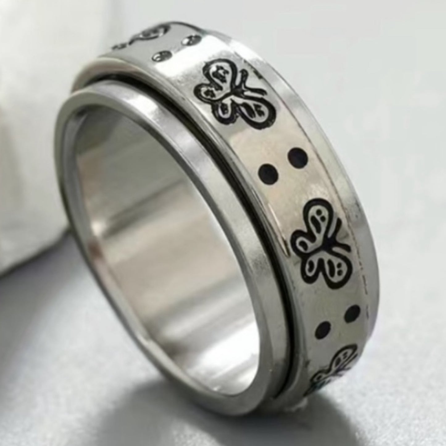 Butterfly Spinner Ring – Stainless Steel Rotating Fidget Band