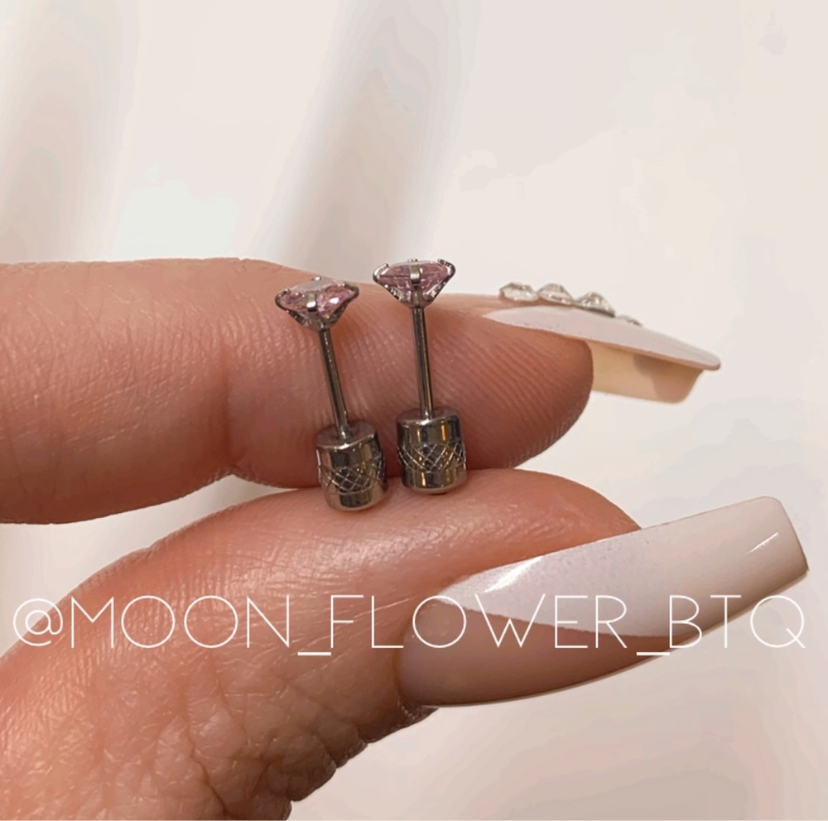 Pink CZ Double Ended Cartilage Earrings