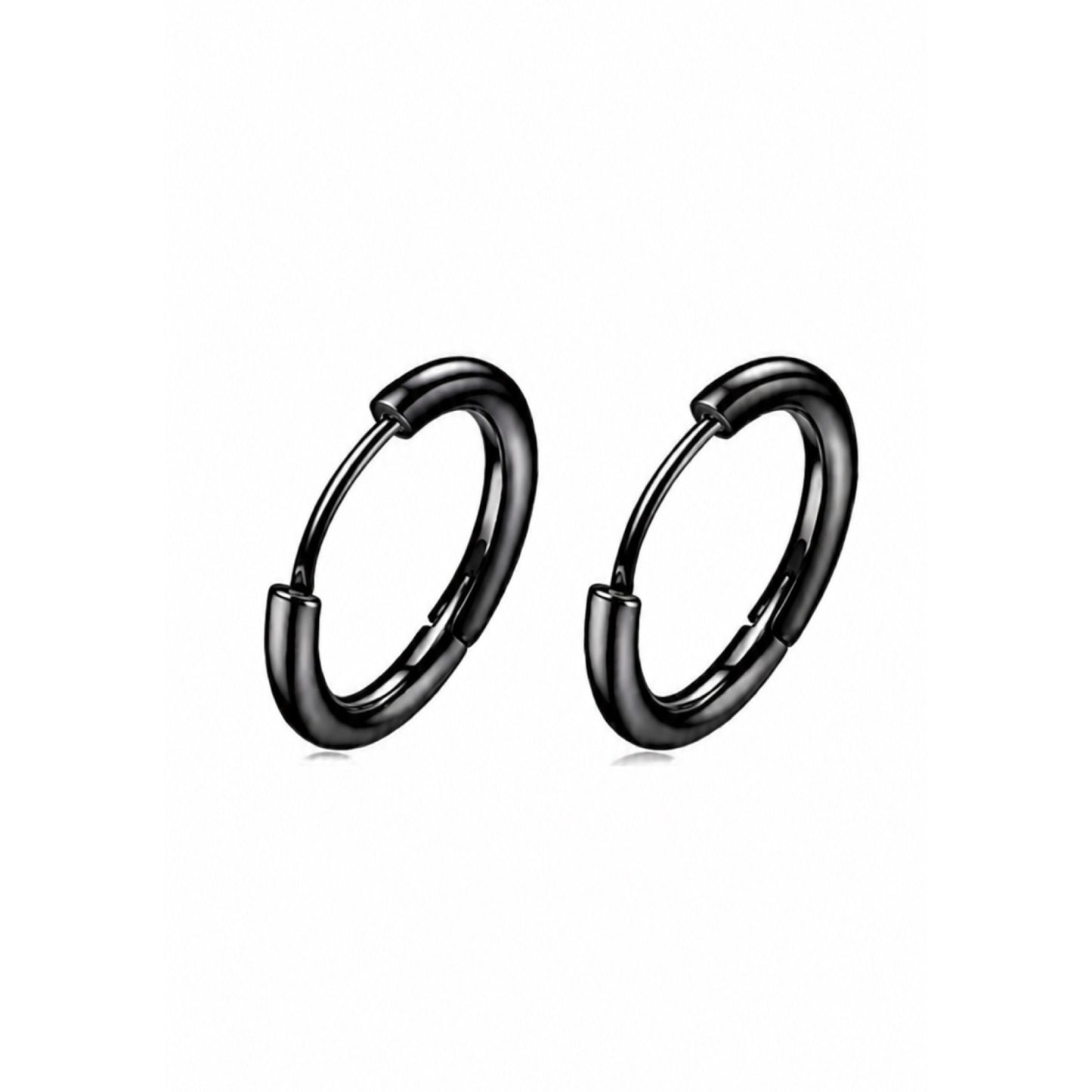 Black Stainless Steel Tiny Huggie Hoop Earrings 6mm