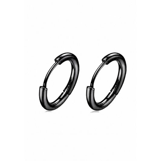 Black Stainless Steel Tiny Huggie Hoop Earrings 6mm