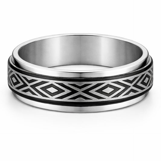 Stainless Steel Geometric Fidget Spinner Ring