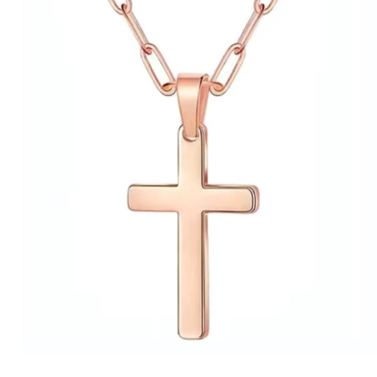 Simple Minimalist Rose Gold Cross Necklace