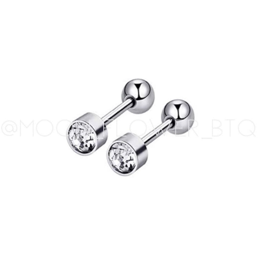 Silver CZ Barbell Earrings