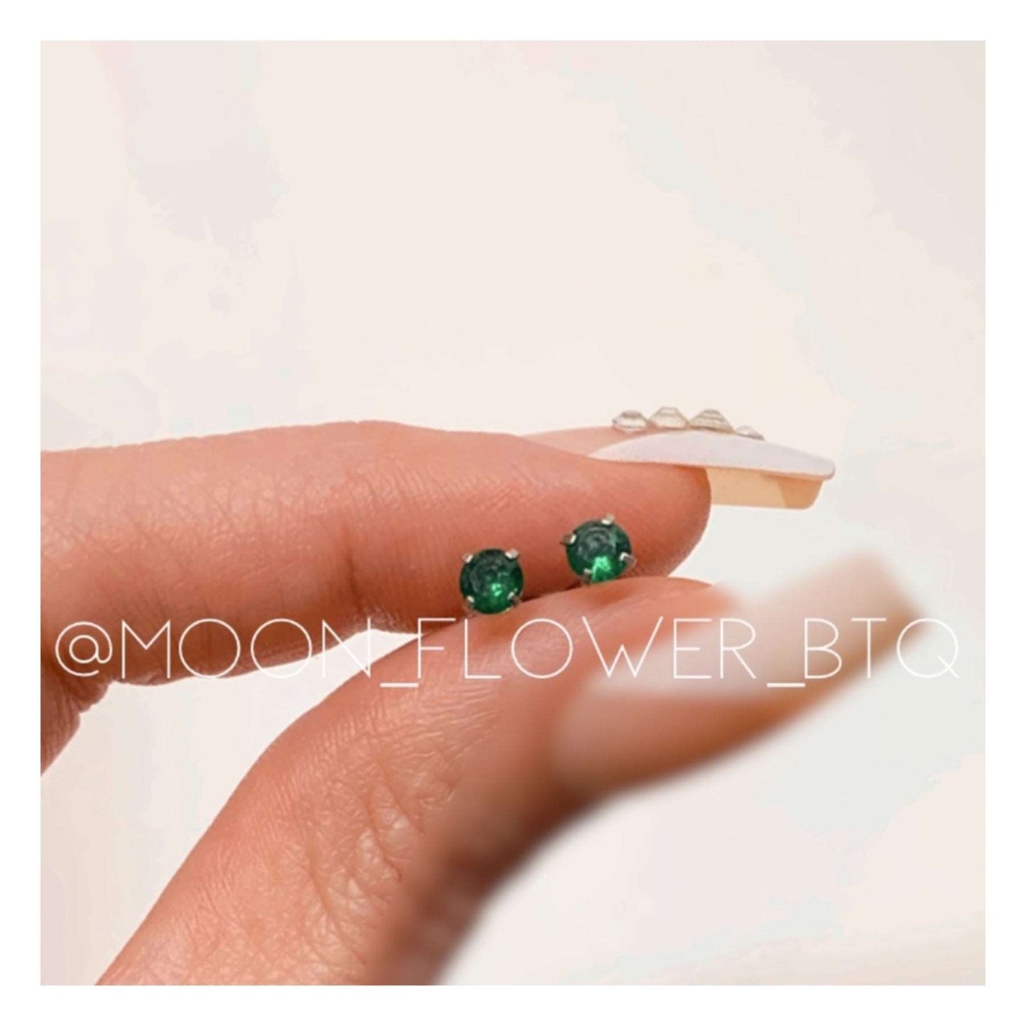 Green CZ Double Ended Earrings