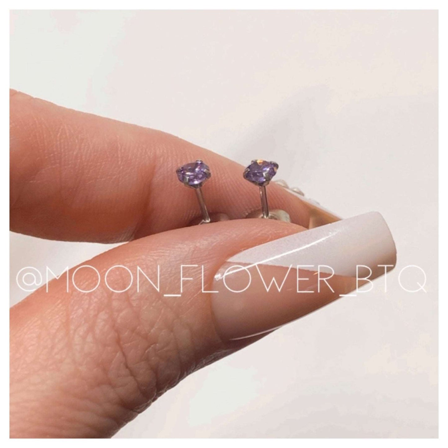 Purple CZ Stud Earrings