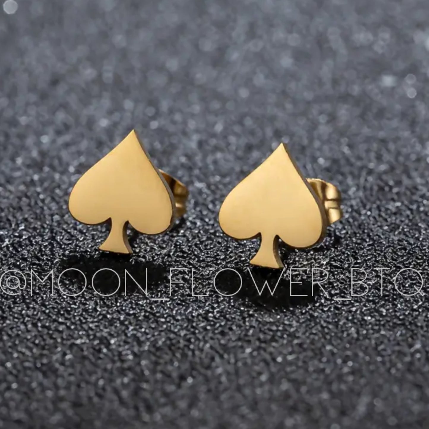 Tiny Gold Spade Stud Earrings