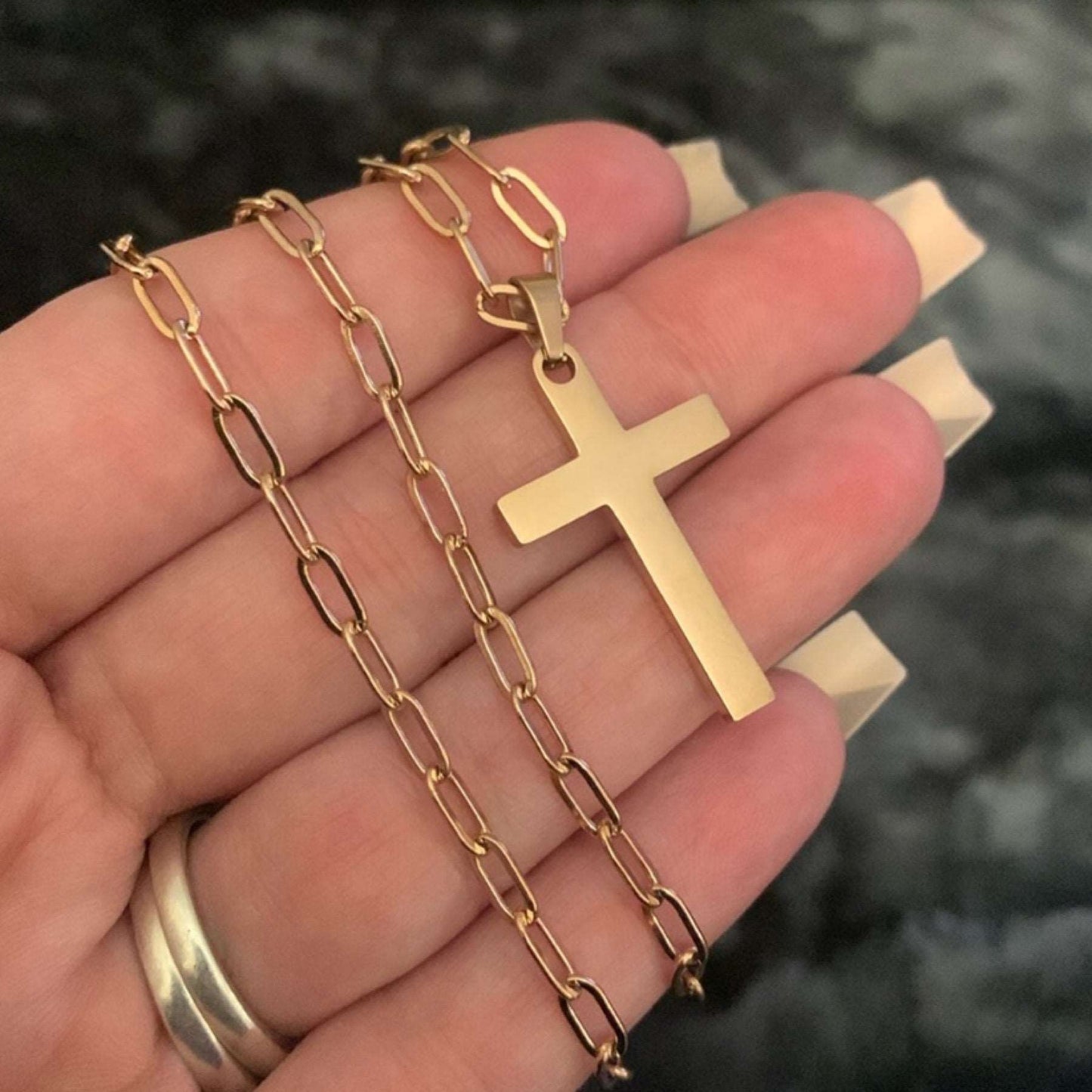 Simple Minimalist Rose Gold Cross Necklace