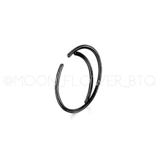 Black Crescent Moon Fixed Hoop Nose Ring