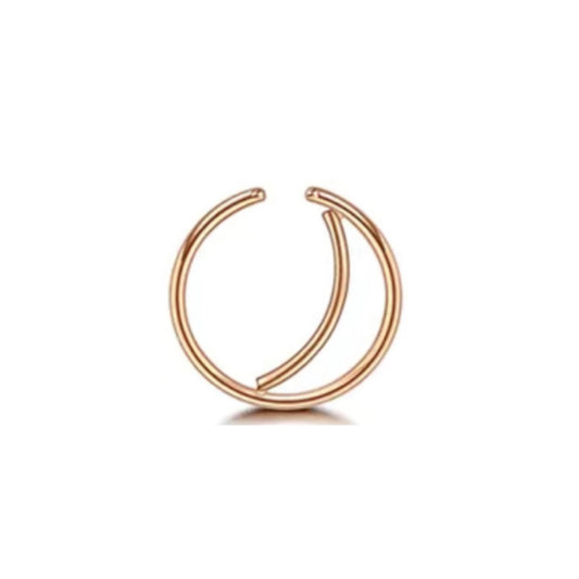 Rose Gold Crescent Moon Fixed Hoop Nose Ring