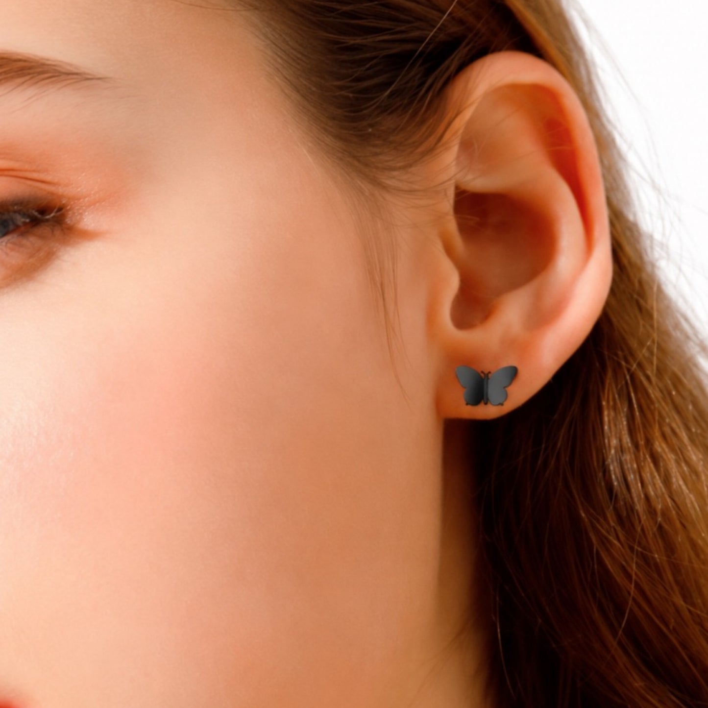 Black Butterfly Flat Back Stud Earrings