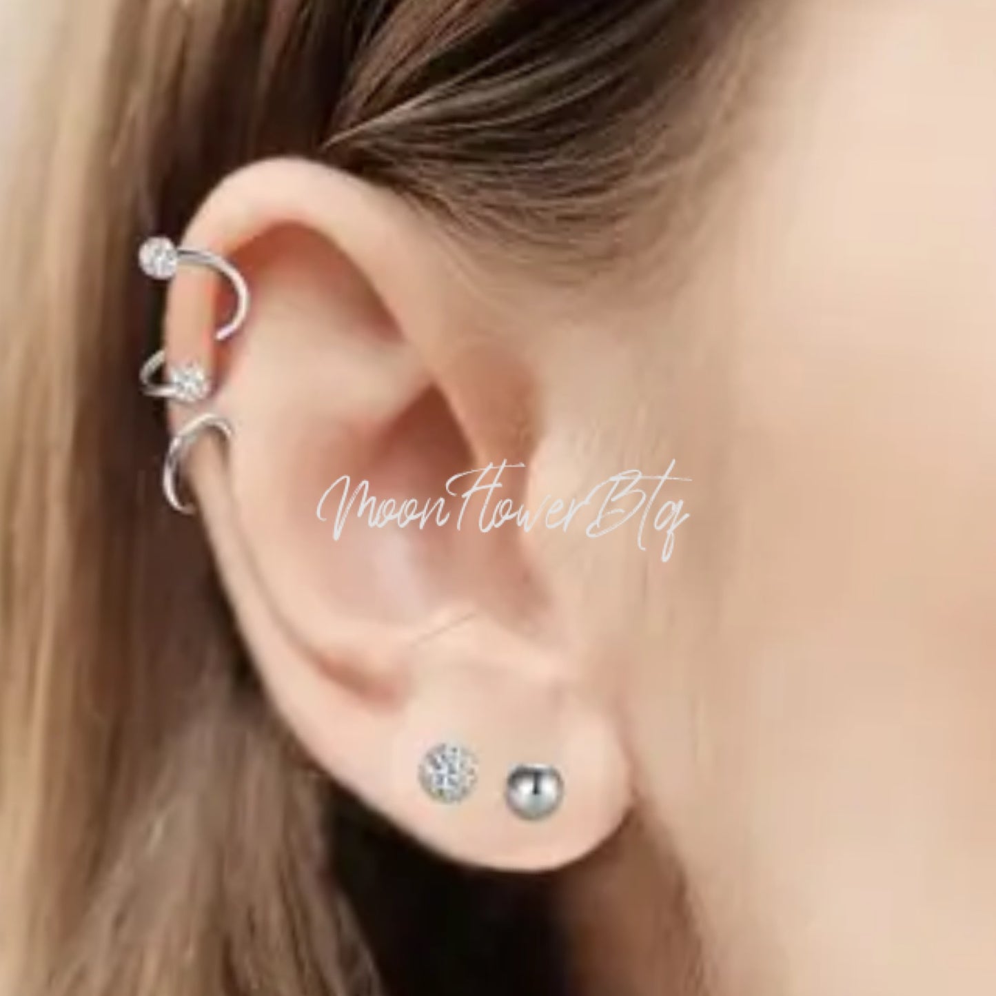 Silver CZ Covered Barbell Earring