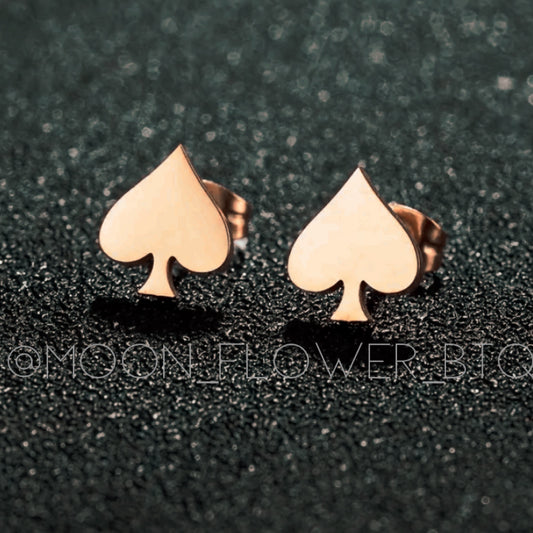 Tiny Rose Gold Spade Stud Earrings