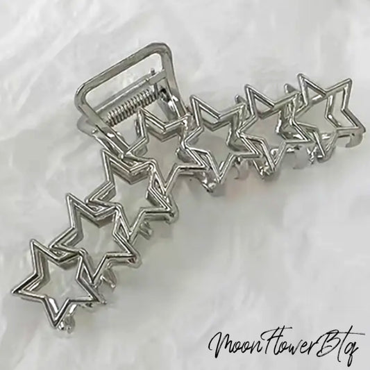 Silver Cutout Stars Hair Claw Clip