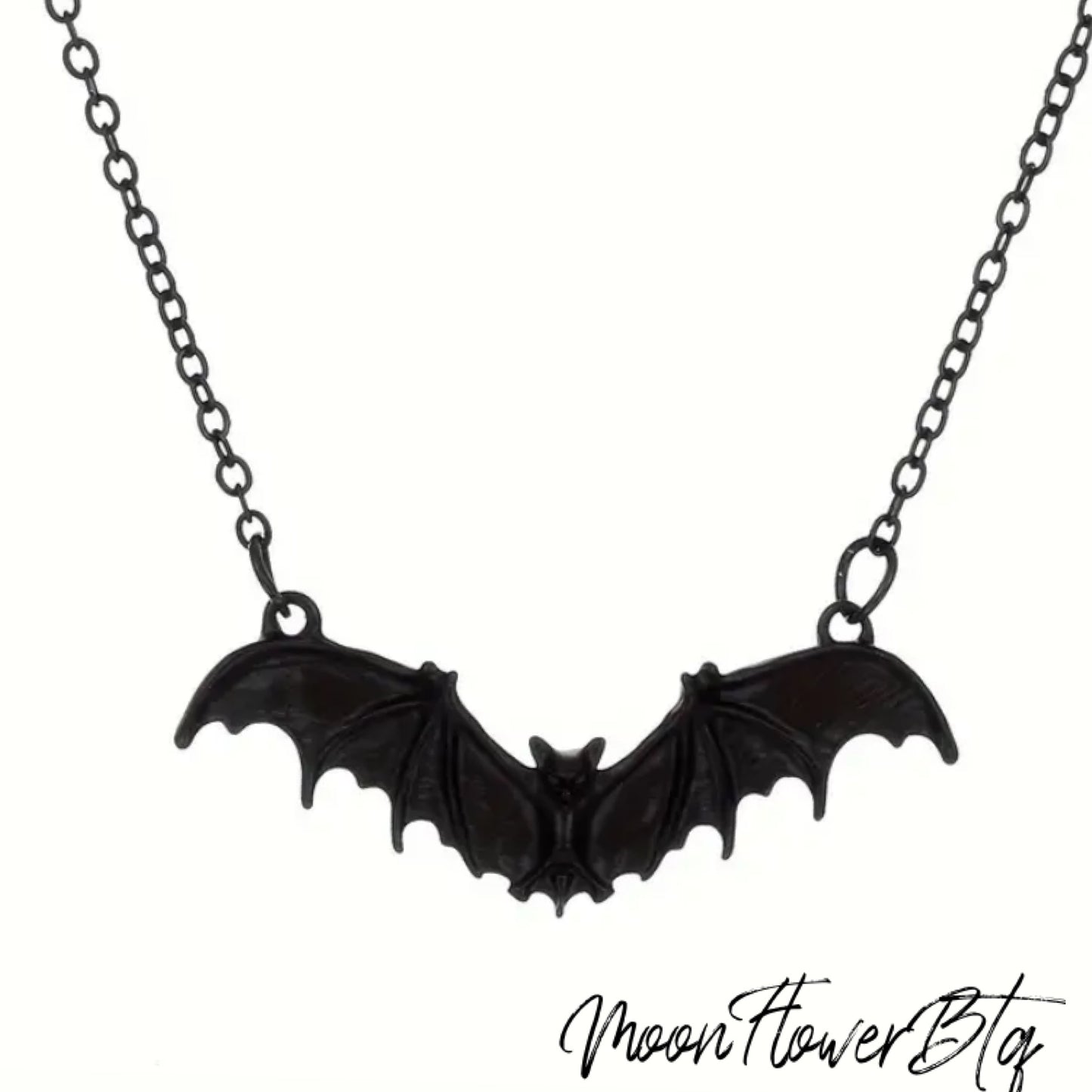 Black Goth Bat Pendant Necklace