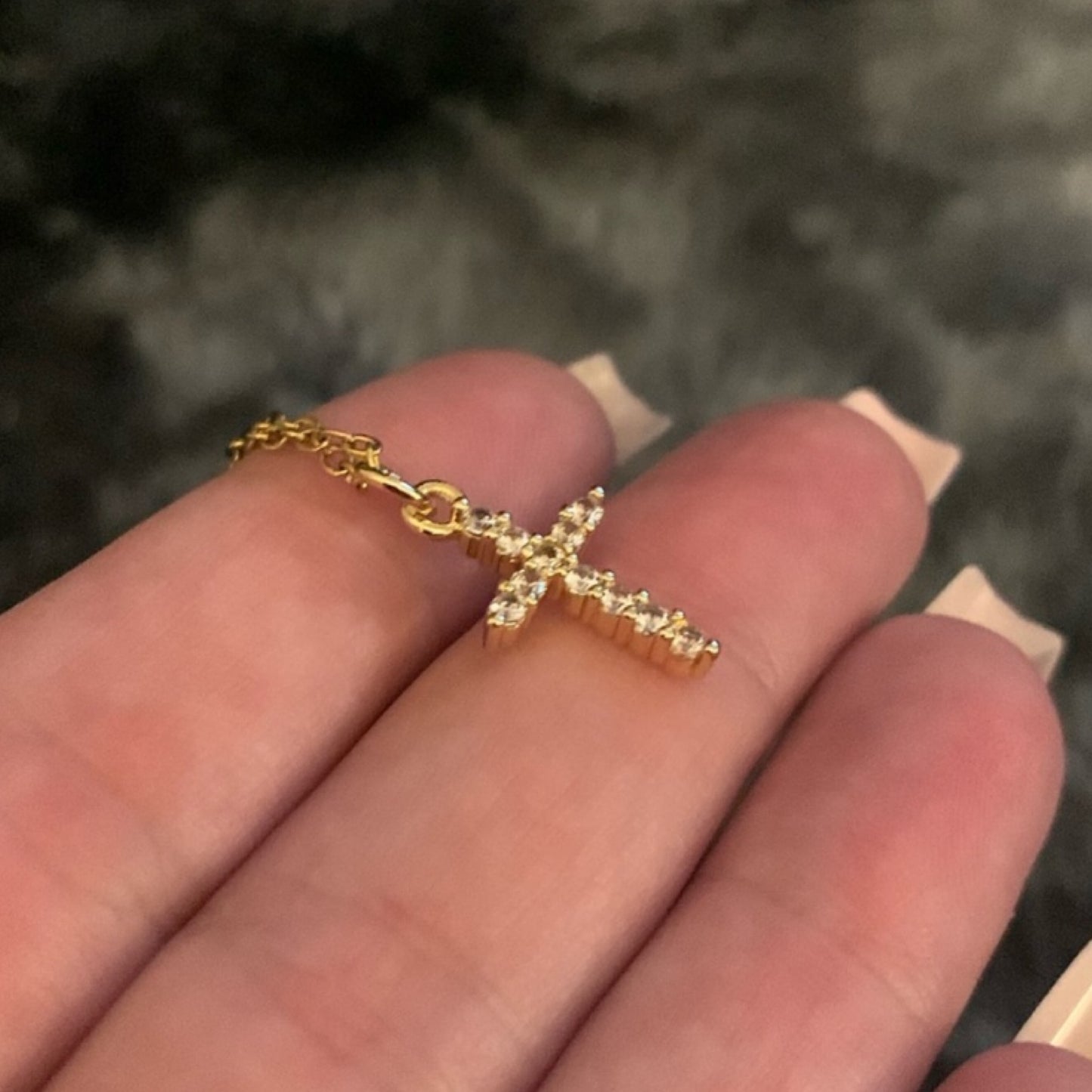 Tiny Gold CZ Covered Cross Necklace