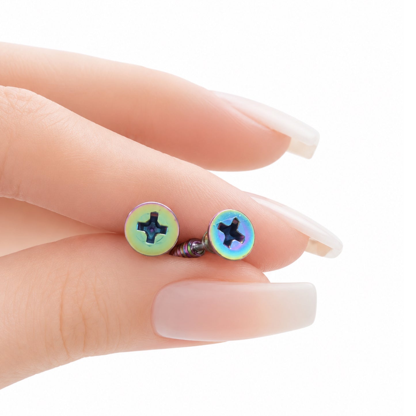 Oil Slick Rainbow Screw Stud Earrings