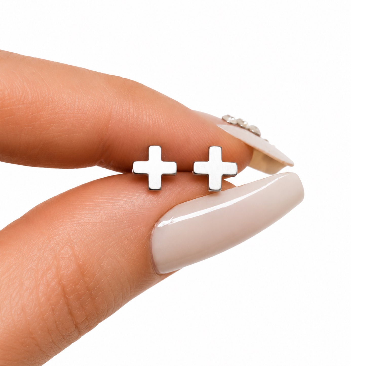 Stainless Steel X Cross Flat Back Stud Earrings
