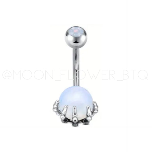 14G Crystal Belly Button Ring | Stainless Steel Navel Piercing with Claw Setting