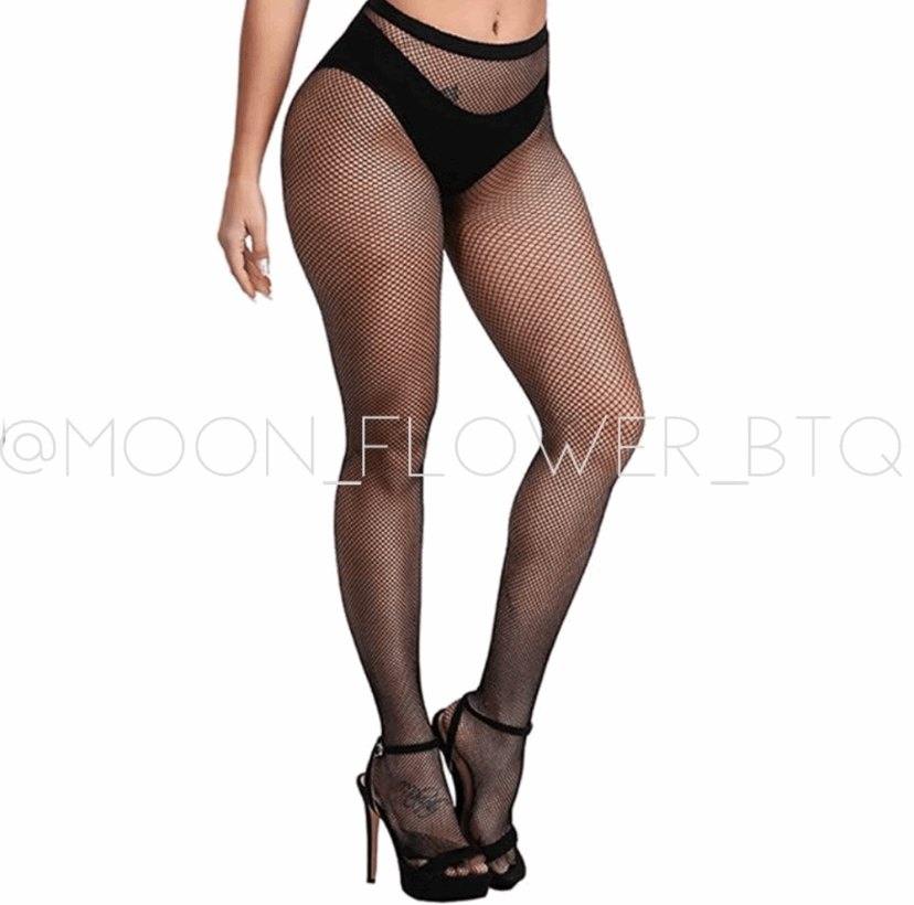 Plus Size Sexy High Waist Fishnet Stockings in Black