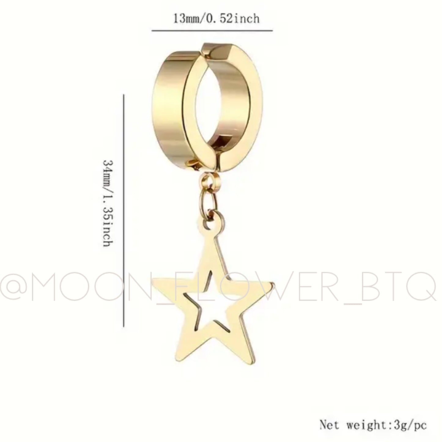 Gold Cutout Star Huggie Hoop Earrings