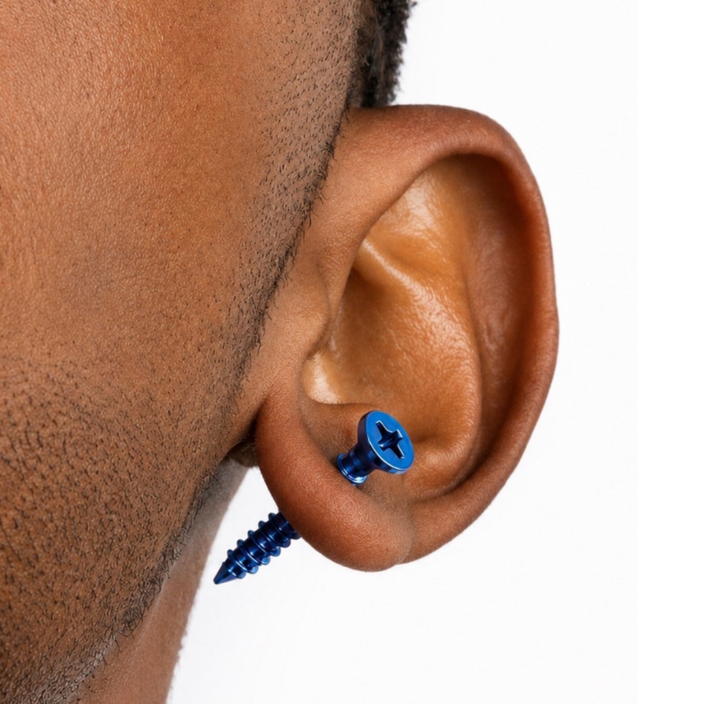 Blue Stainless Steel Screw Stud Earrings – 16G