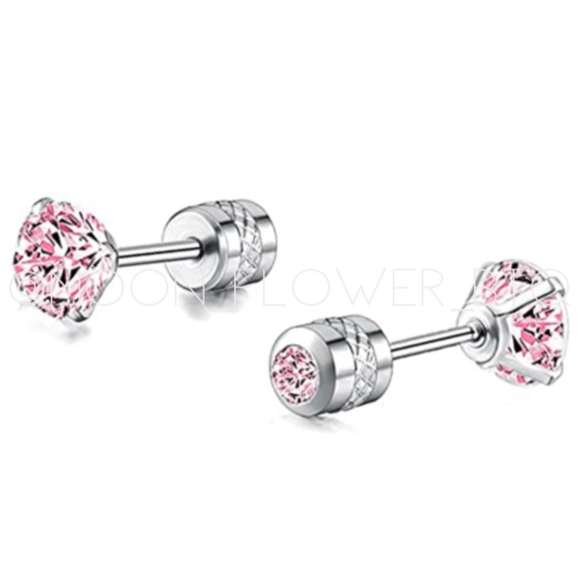 Pink CZ Double Ended Cartilage Earrings