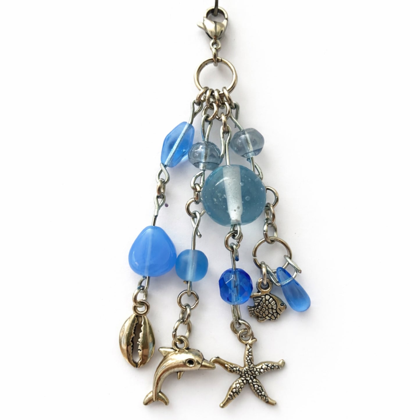 Ocean Dolphin Starfish Beaded Charm | Keychain Lip Balm Charm