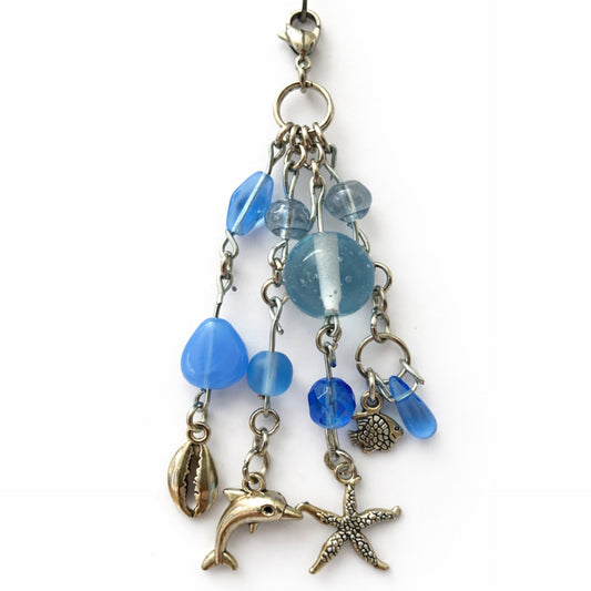 Ocean Dolphin Starfish Beaded Charm | Keychain Lip Balm Charm