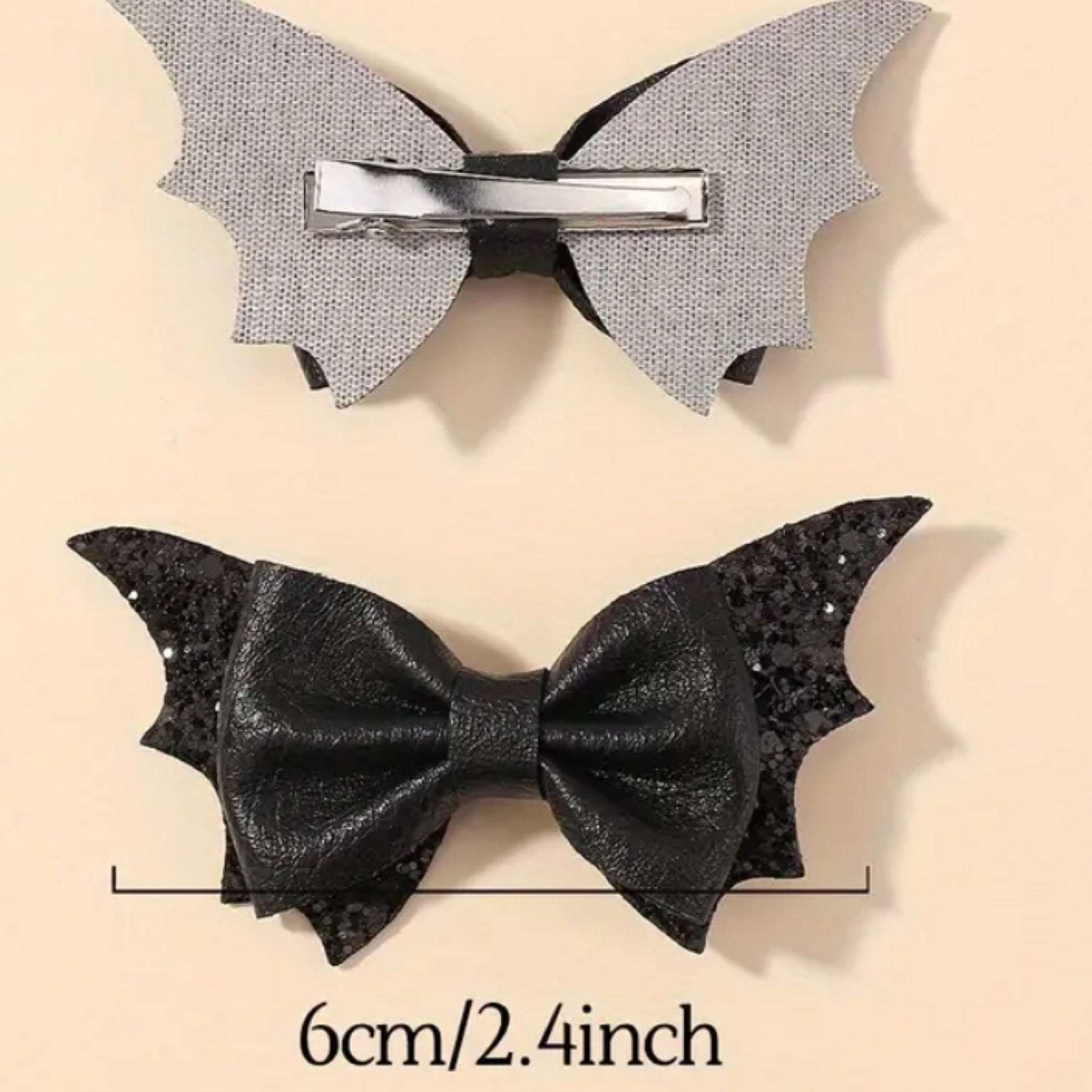 Gothic Punk Black Bat Bow Hair Clips - 2pcs