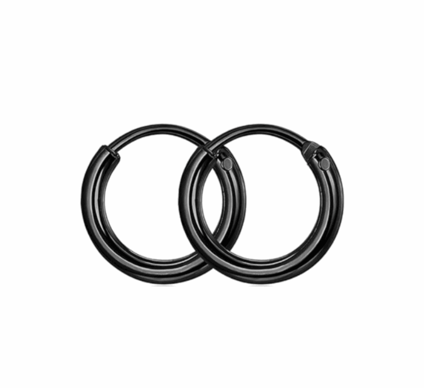 Black Huggie Hoop Earrings