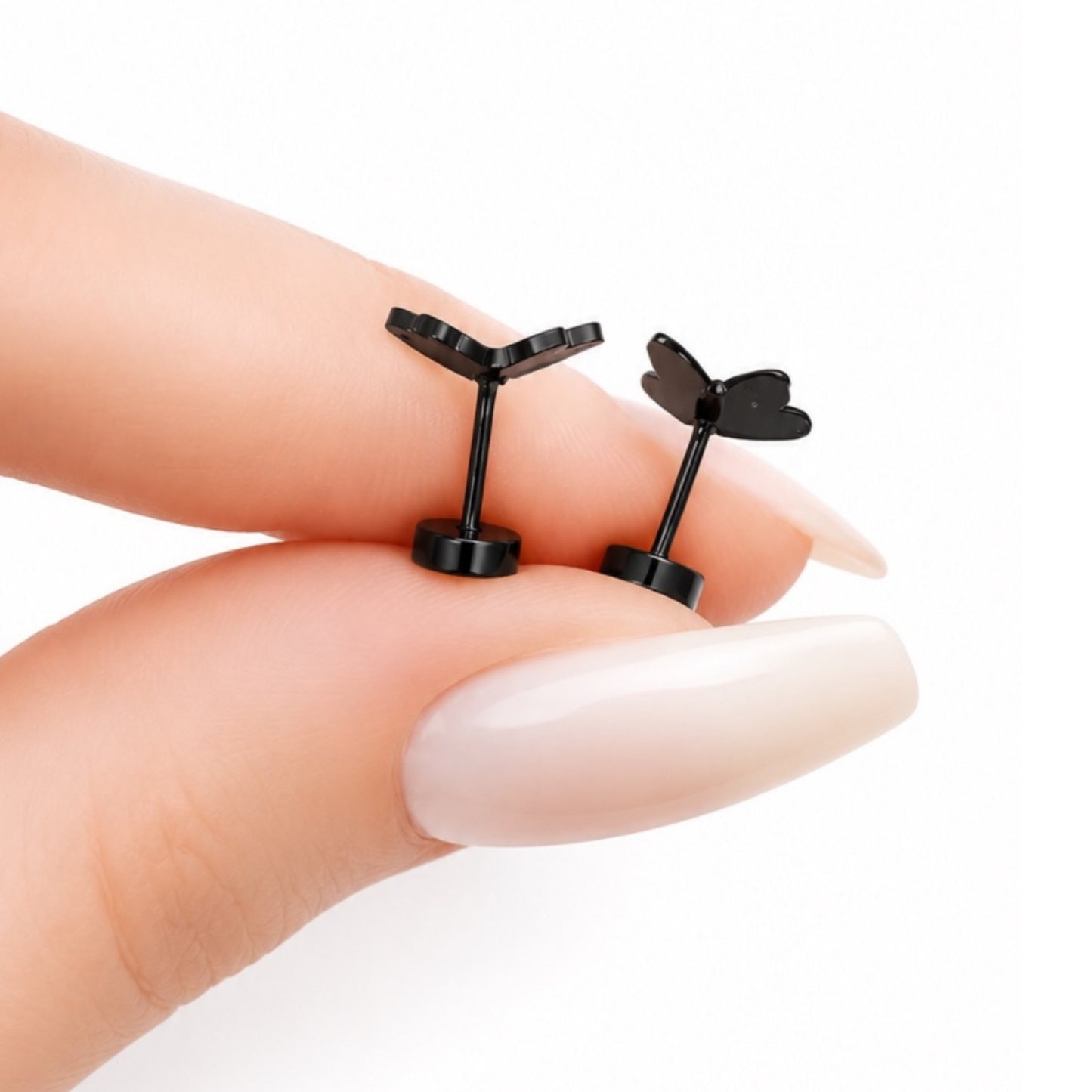 Black Butterfly Flat Back Stud Earrings