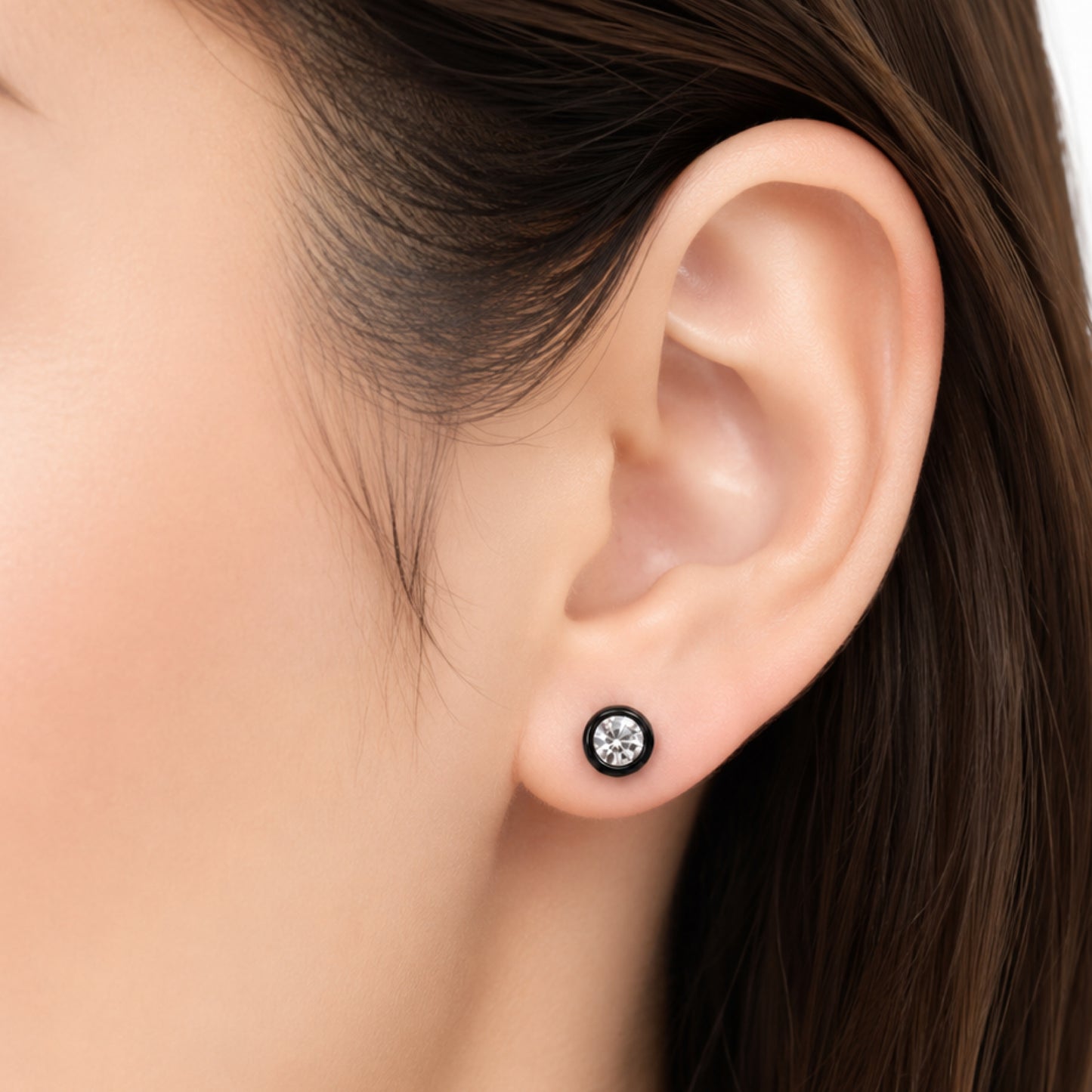 Clear Round CZ Flat Back Stud Earrings
